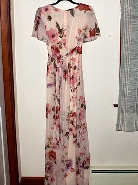Pinkblush Blush Pink Floral Maxi Dress with Tie Waist
